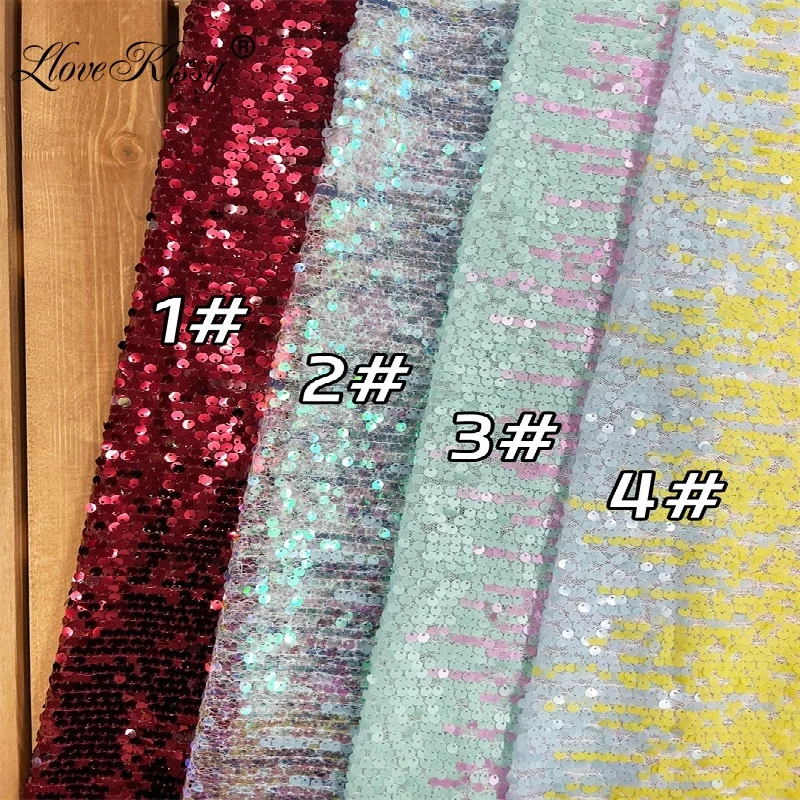 

Hot Selling Mesh Embroidery 5MM Sequin Fabric Fashion Evening Dress Stage Performance Costume Multi-color Fabric Width 125CM