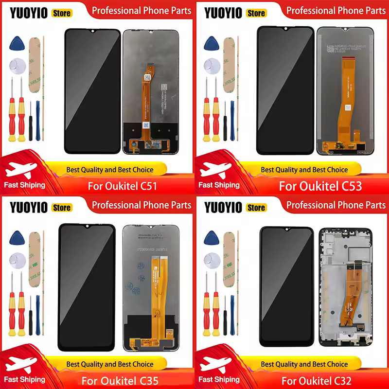 100% Nuovo Display LCD Per Oukitel C35 C31 Pro C32 C33 C36 C51 C53 Touch Screen Digitizer Assembly Con Telaio Digitizer Strumenti Gratuiti