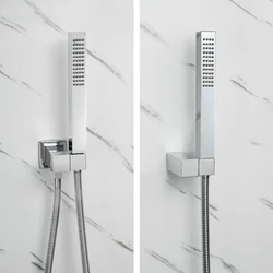 Soffione doccia portatile ad alta pressione montaggio a parete quadrato in ottone supporto per spruzzatore per soffione manuale staffa regolabile cromatura