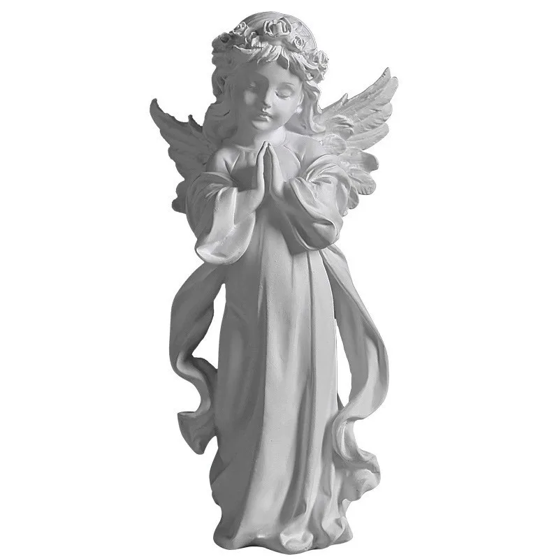 Cute Resin Praying Angel Figurine European Style Fairy Prayer Angel Shelf Sculpture Desktop Ornament Carving Crafts