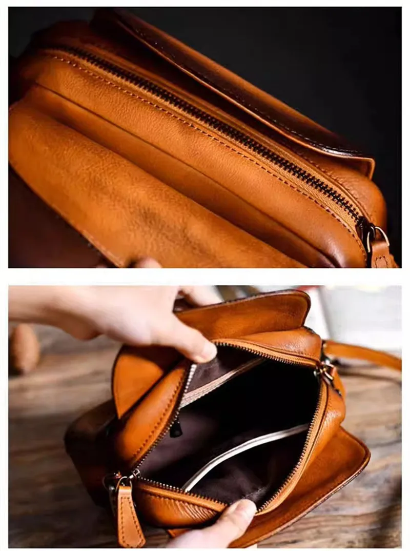 PNDME Vintage First Layer Cowhide Women's Crossbody Bag Outdoor Casual Designer Handmade Genuine Leather Female Shoulder Bag