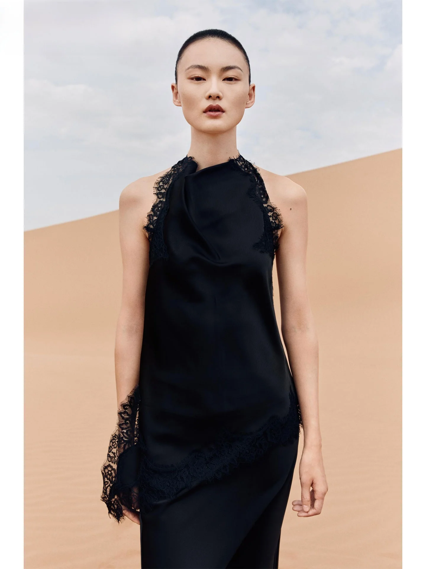 

ZAPRHA 2025 Autumn Faion Mid-Waist Lace Silk Satin Texture Split Design Skirt Casual Sle Ladies' f-length Skirts