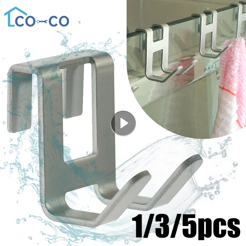 

Space Aluminum Traceless Hook Double Hook Bathroom Glass Door Nail-free Door Rear Hole-free Clothes Hook Bathroom Accessories