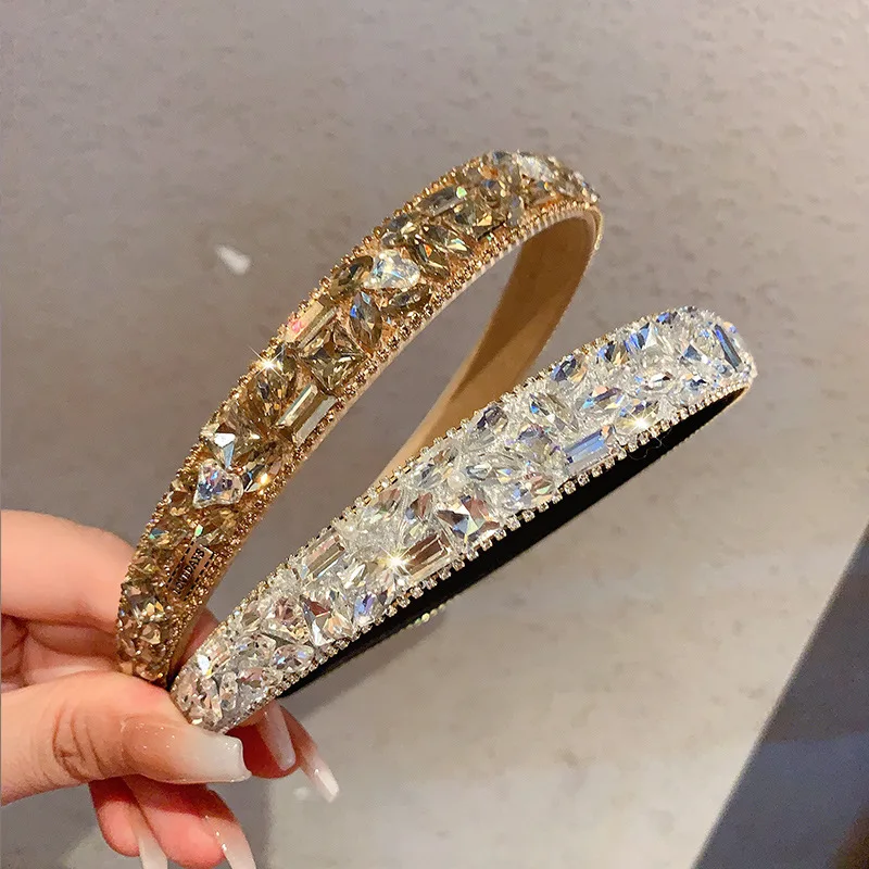 

Korean crystal women's hair accessories headband with anti slip teeth for face washing hair bands for women light luxury