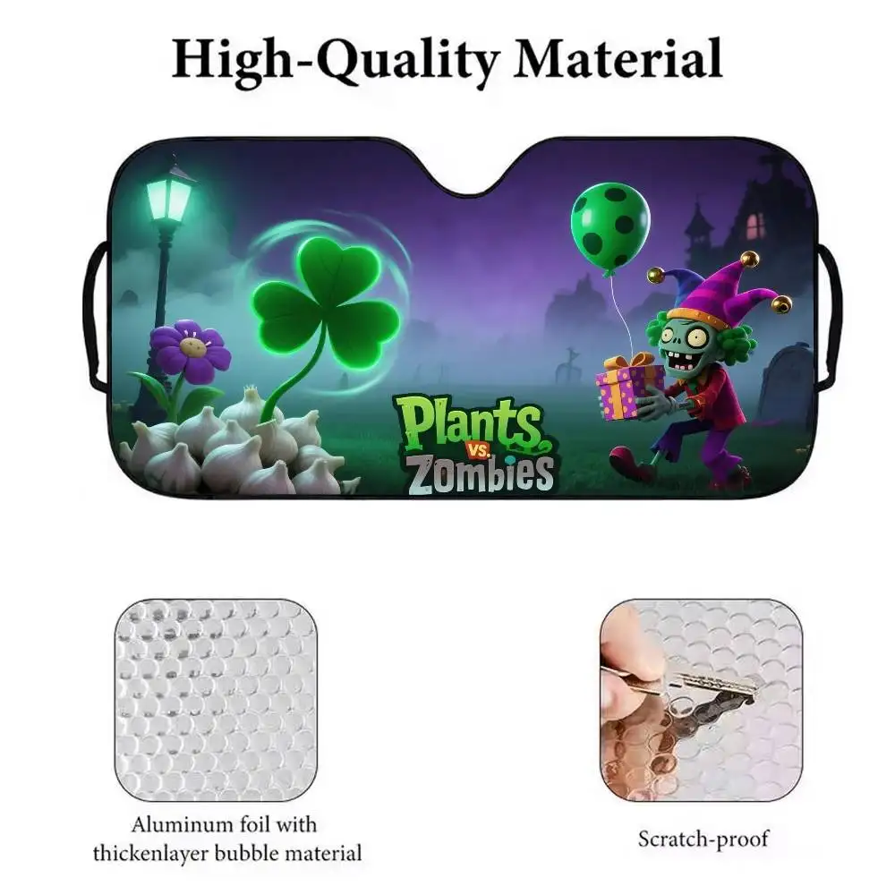 لعبة P-Plants vs Z-Zombies Car Sunshade Parasol زجاج السيارة الأمامي الشمس الظل حماية من الأشعة فوق البنفسجية ومبرد داخلي