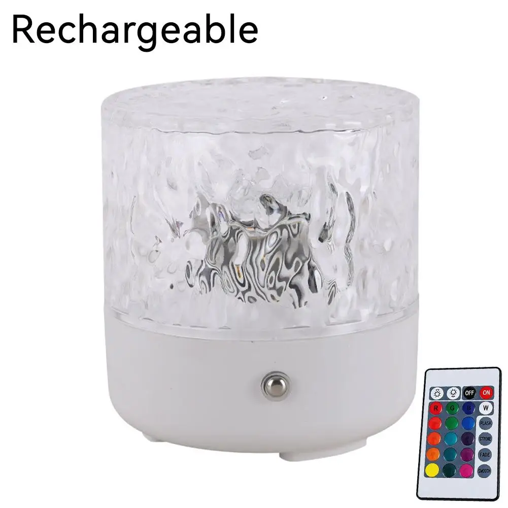 16 Colors Water Ripple Lamp Dynamic Wave Ocean Light Rechargeable Acrylic Bedside Night Light with Remote & Touch Control