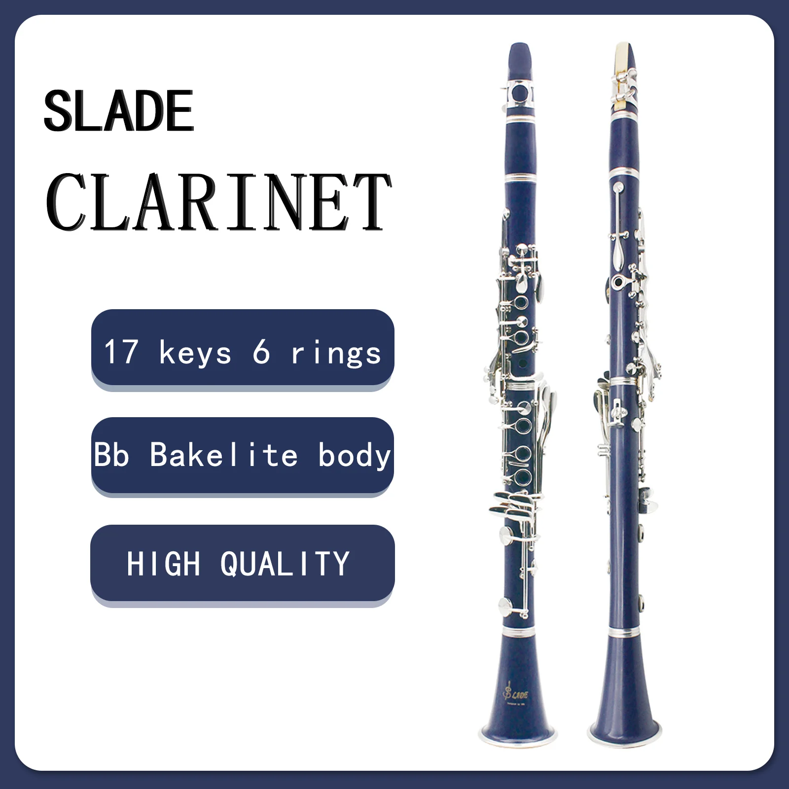 

SLADE Кларнет Bb Кларнет 17 клавиш 6 колец Кларнетто Портативные черные духовки Бакелитовый кларнет Профессиональные деревянные духовые инструменты