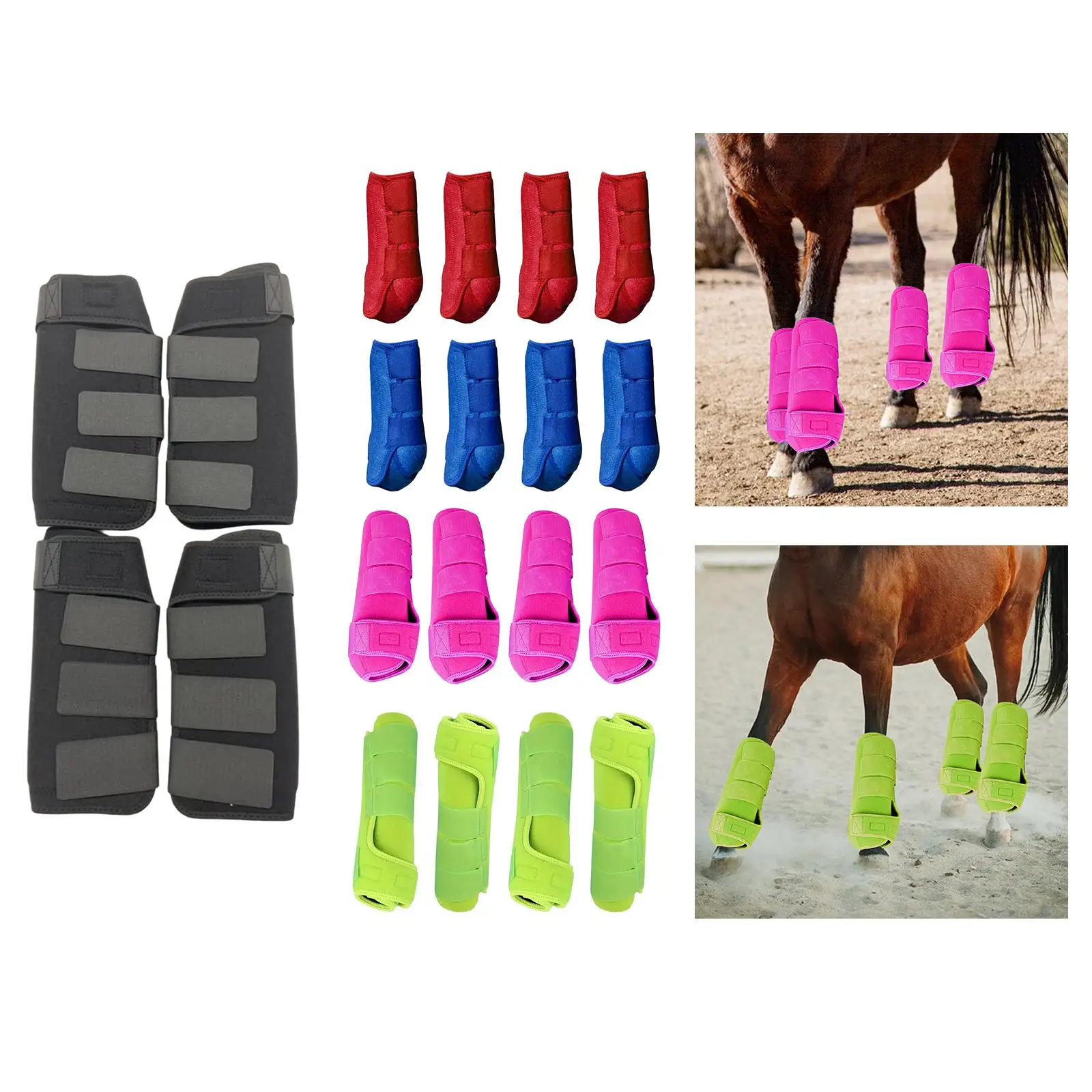 Set di 4 protezioni per le gambe per scarponi da cavallo, accessori per l'equitazione, coperture per le gambe