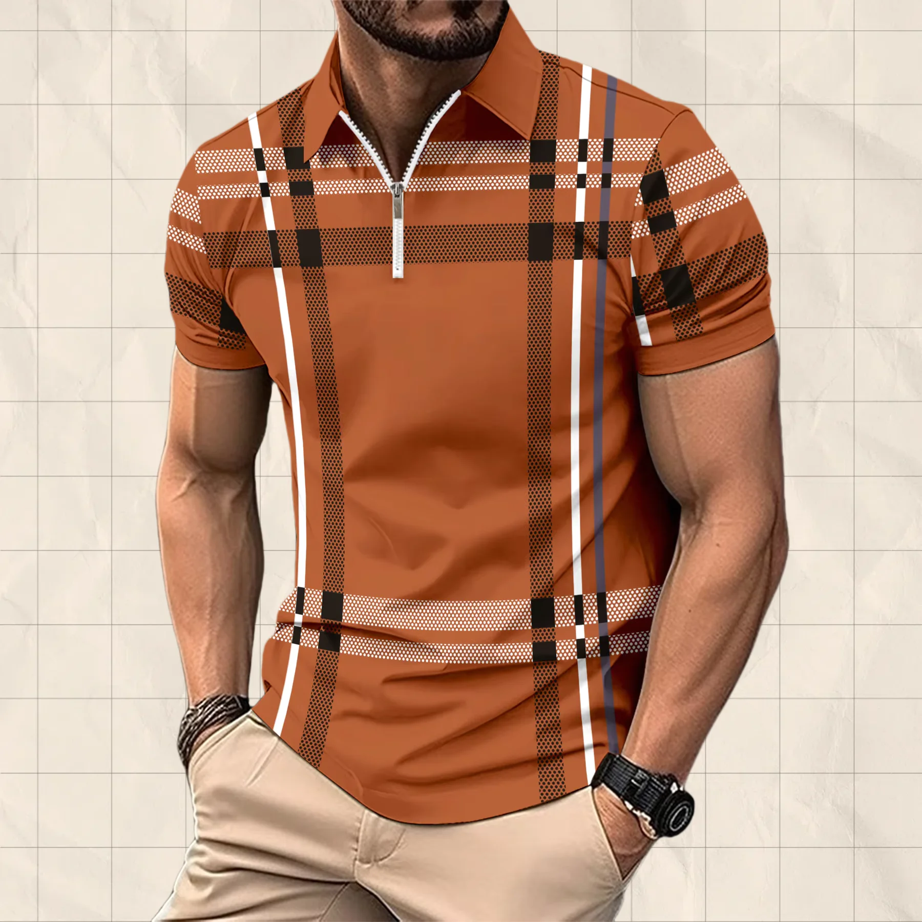

2025,New Be Launched: Men's short-Sleeved Polo Shirts, Zippered T-Shirts, Striped Printed High Street tops, Comfortable Shirts