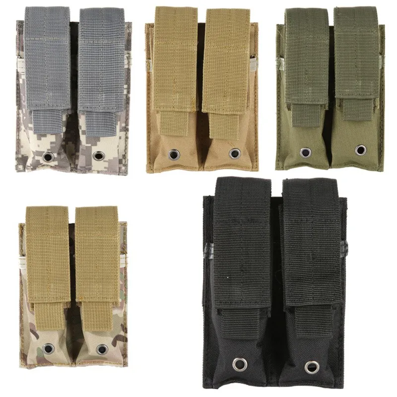 Molle Bag Tactical Dual Double Pistol Mag Magazine Pouch 9MM 600D Nylon Close Holster For Outdoor Hunting Accessories