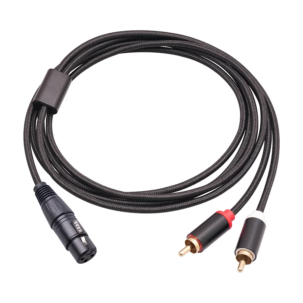 メス XLR からデュアル RCA オスケーブル抗シールドアダプタケーブル抗干渉ミキサーパワーアンプマイクアクセサリー
