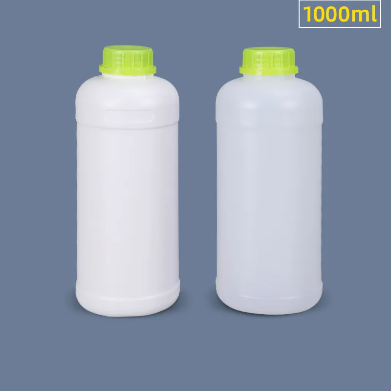 1Pcs 1000ML Empty Round Plastic Bottle With Lid Food Grade HDPE Material Storage Container Liquid Refillable Bottle