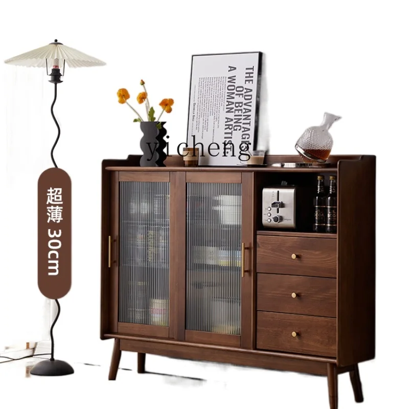 Solid Wood Ultra-Thin Sideboard Cabinet 30cm Modern Minimalist Tea Cabinet Locker