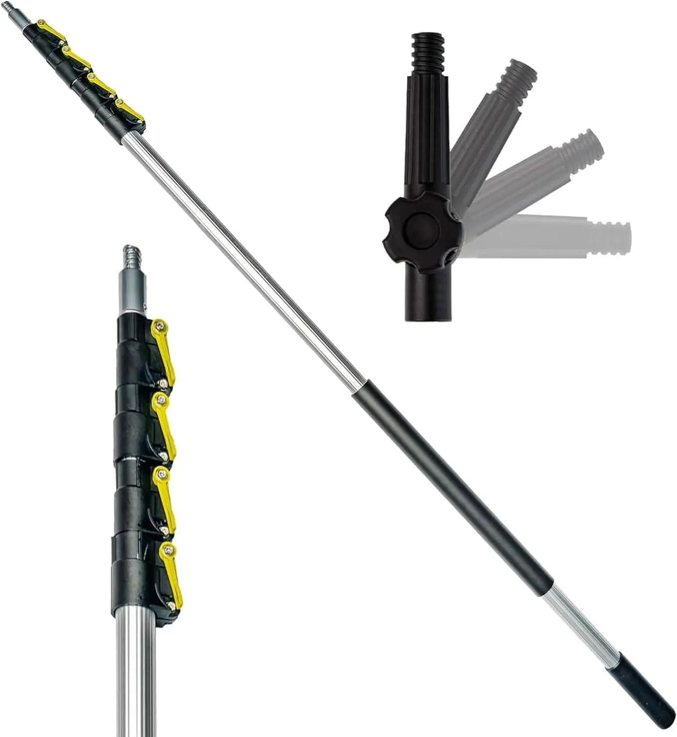 

Extendable Cleaning Pole 5-12 Ft for Windows, Dusting, Painting - High Reach Indoor & Outdoor Kit