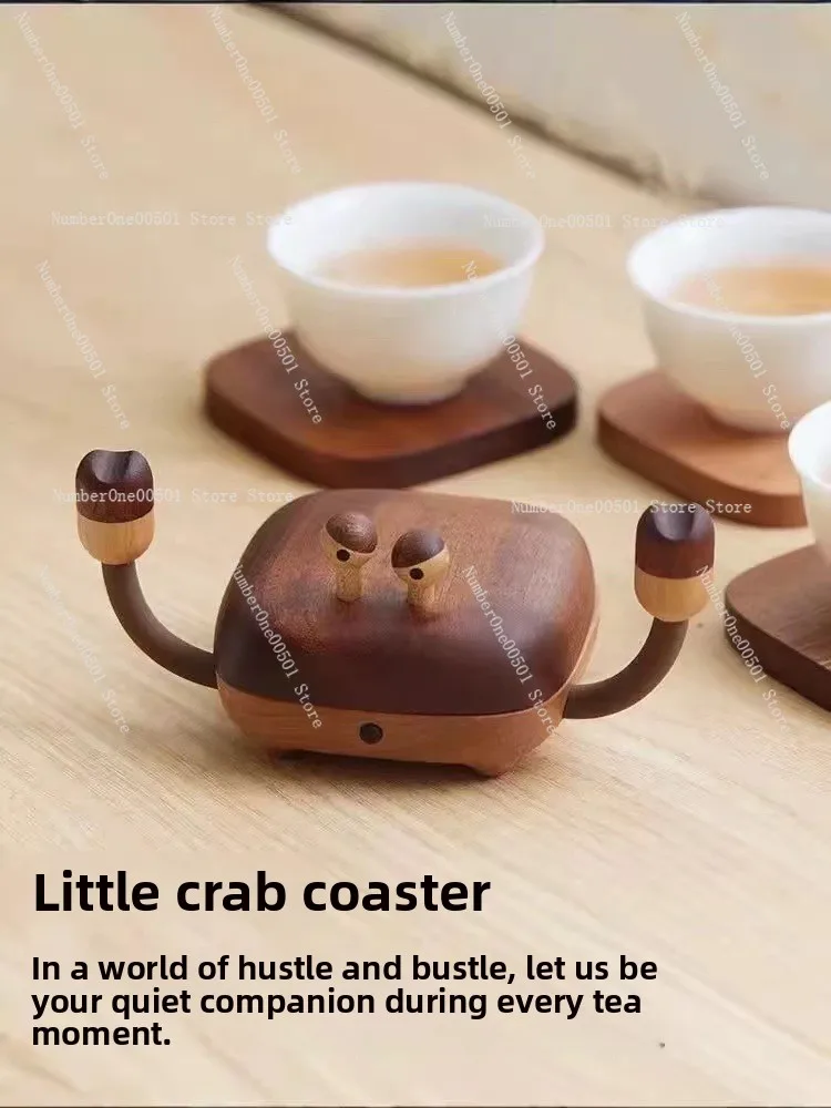 

Деревянная подставка для чашек в форме краба, из массива дерева, термостойкая, для чайной церемонии, для ресторана, милая, креативная
