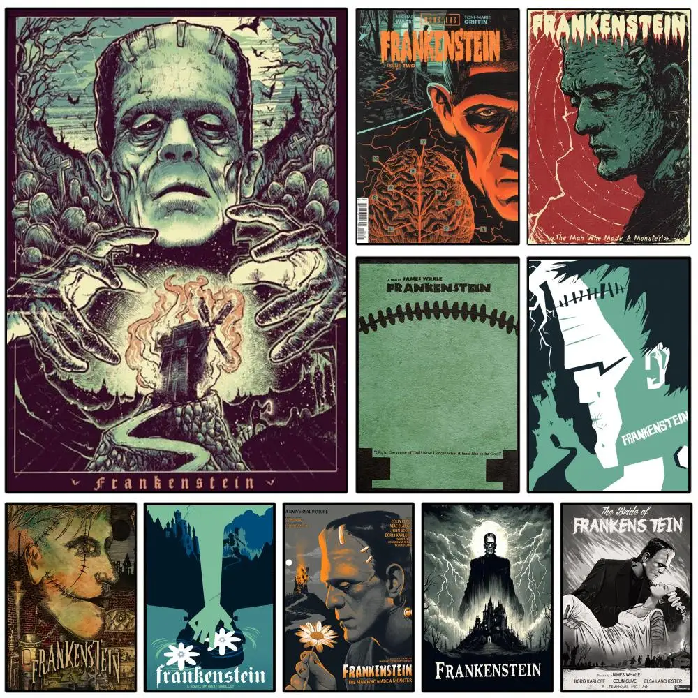F-FrankensteinS MOIVE Poster Self-adhesive Art Waterproof Paper Sticker Coffee House Wall Decor