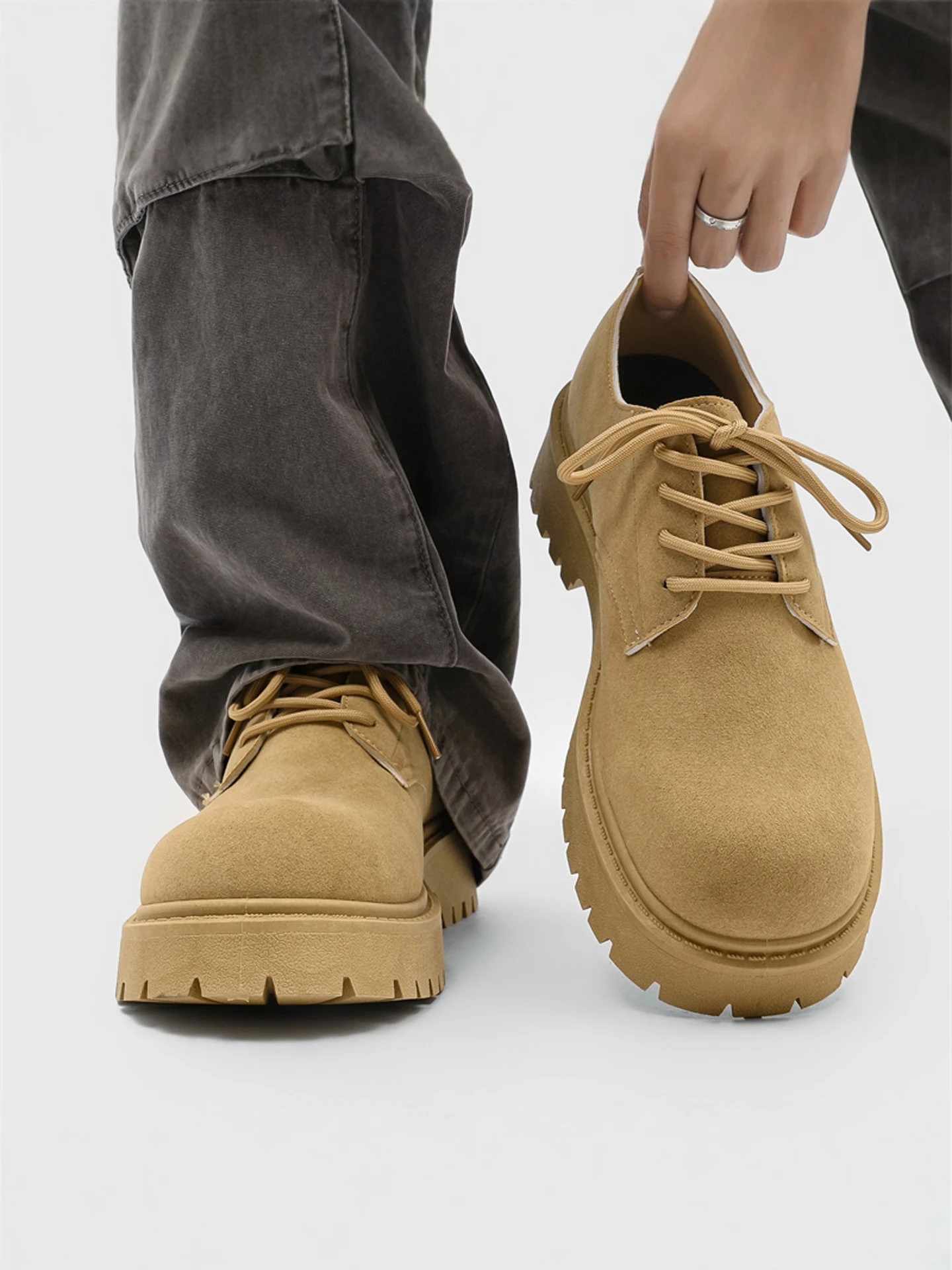 

Miey Large Head oes Men's 2026 New Low Help Boots Men's Thi Bot Heightening Work Boots Spring Autumn