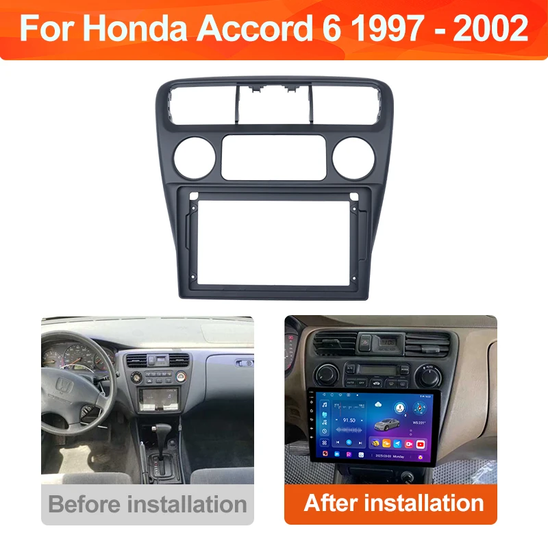 Car Radio Fascias 9 inch Stereo Panel 2Din Dashboard Installation Trim Frame GPS DVD Kit For Honda Accord 6 1997 - 2002