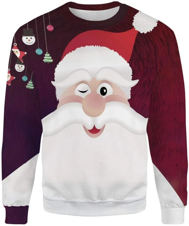 3D Printed Santa Claus Graphic Sweatshirts Men's And Women's Funny Christmas Crew Neck Pullover Tops Personality Men Clothing