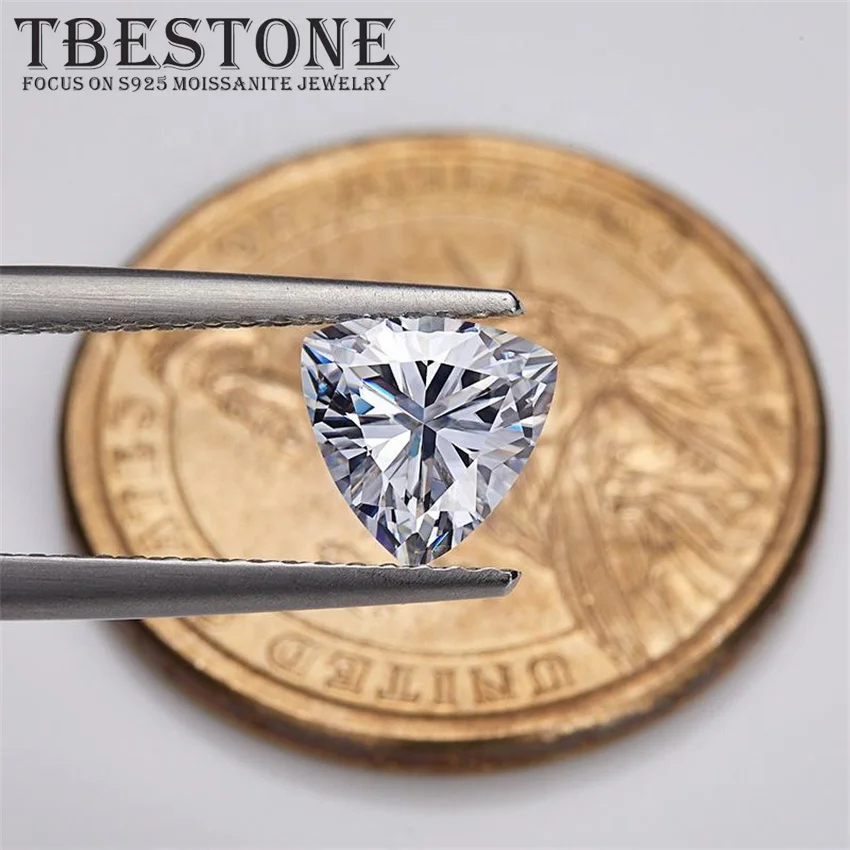 

Tbestone 0.1-5ct Trillion Cut Moissanite Gemstone Triangle Shape D Color VVS1 Pass Positive Lab Grown Moissanite Diamond Tester