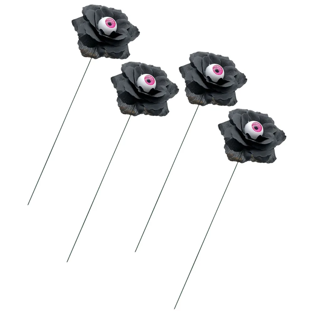 

4 Pcs Black Rose Decoration Halloween Outdoor outside Decorations Sign Yard Signs Spray