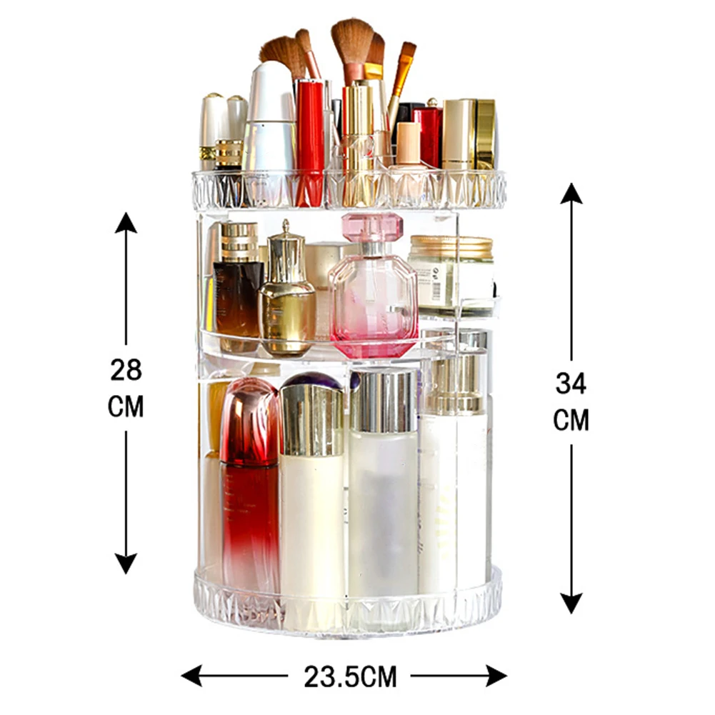 Rotatable Makeup Cosmetic Rack Holder 360 Degree Rotating Organizer Storage Box Case Clear Lipstick Skincare Holder Box