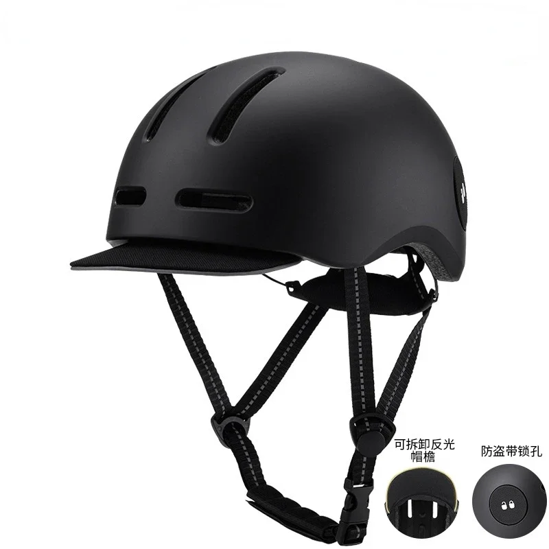 Electric Bicycle Helmet with Lock Hole Breathable Lightweight Casual and Half Helmet for Men and Women All-season Use