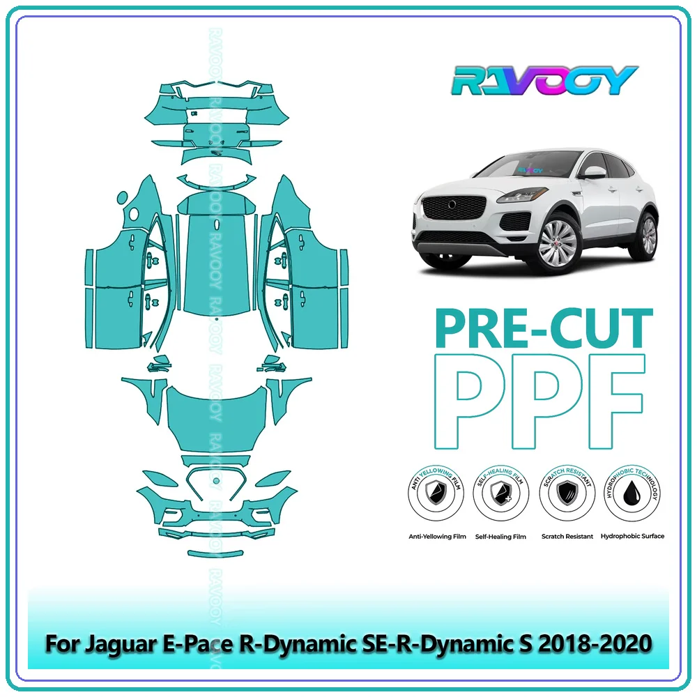 RAVOOY 8.5Mil Custom-Fit Precut TPU PPF Full Vehicle Clear Bra Stone Guard For Jaguar E-Pace R-Dynamic SE-R-Dynamic S 2018-2020
