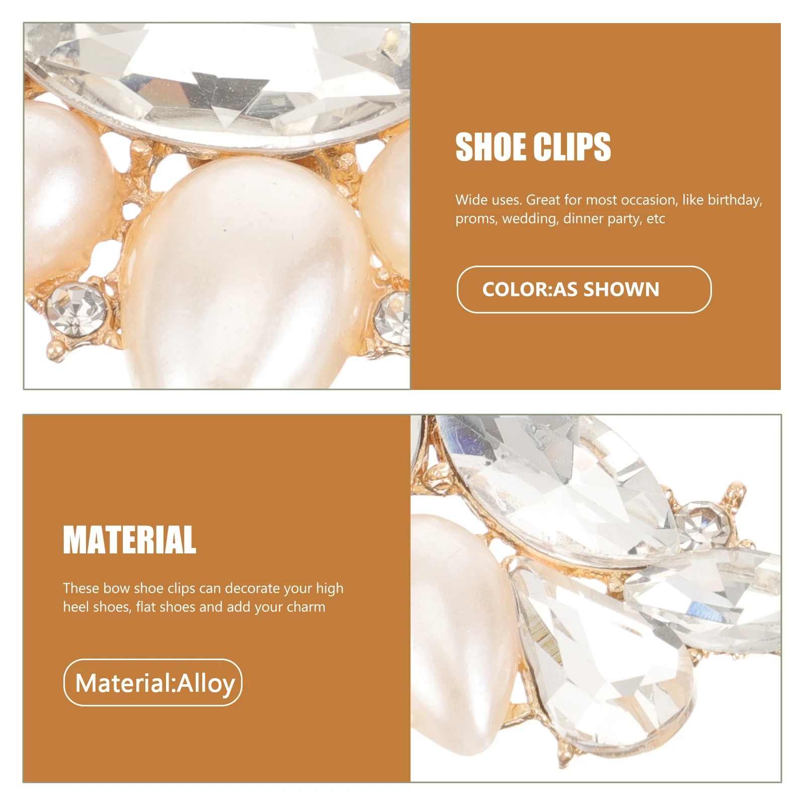 

Rhinestone Shoe Clips Golden Alloy Decorative Bridal Heels Accessories Removable Embellishments Wedding Dress Shoe Jewelry