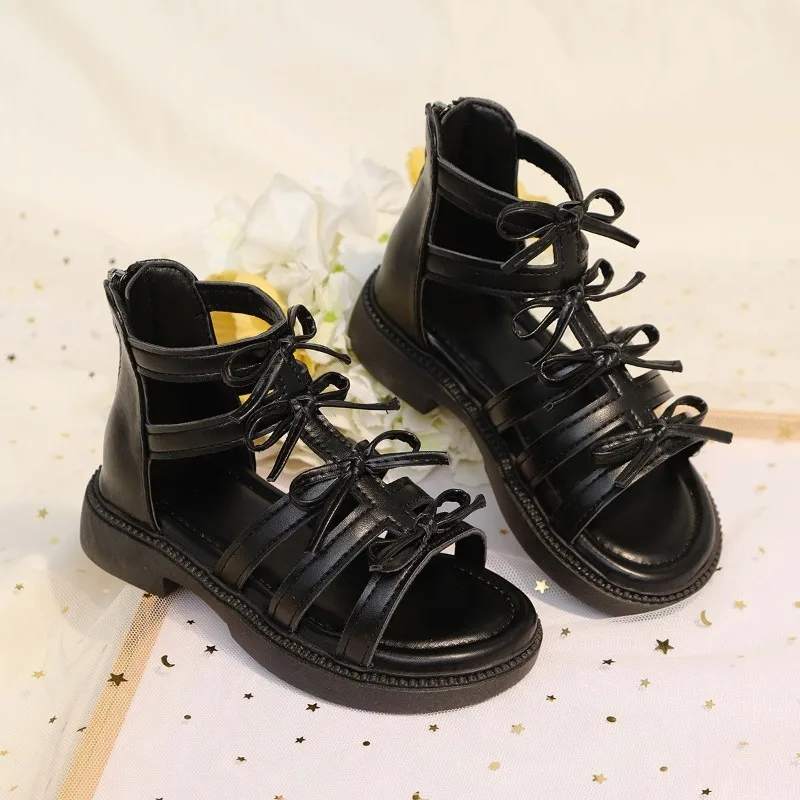 Sandalias de Verano 2026 para Niñas, Estilo Gladiador, con Lazo, para la Playa, Zapatos de Princesa para Niñas de 3, 4, 5, 6, 7, 8, 9 y 10 Años