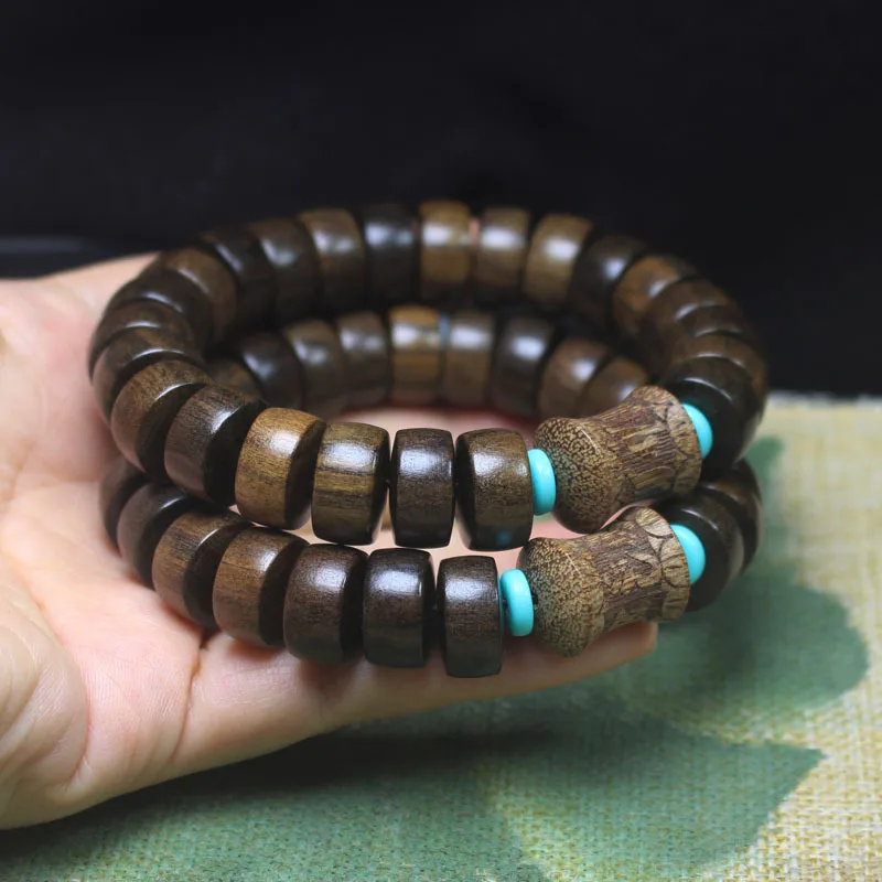 Wood Hollow Bead Beads Bracelet Six Words Simple Bracelet Bracelet Men's Crafts Gift Beads
