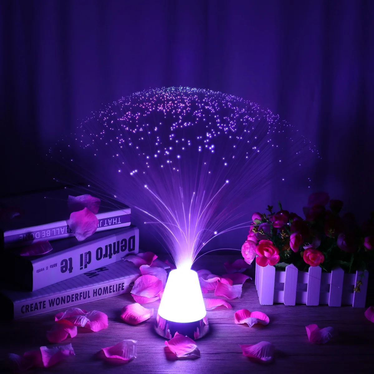 

Optical Light Creative Mood Lighting Crystal Base Color Changing LED Party Decor Fiber Optical LED Light Long Lasting Use