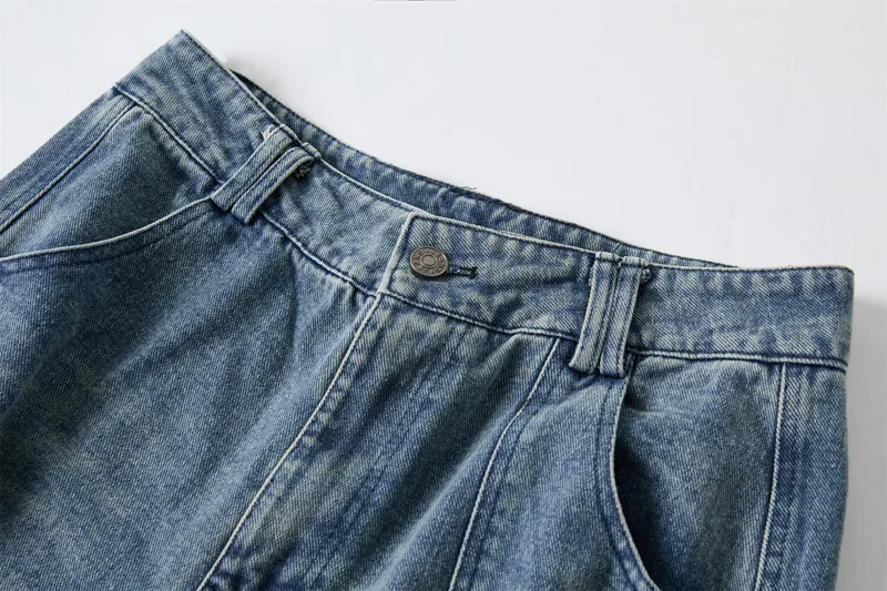 الرجال الصيف البضائع جينس قصير مع جيوب موضة غسلها خمر ملابس العمل الدنيم السراويل فضفاضة تناسب Techwear شورت جينز