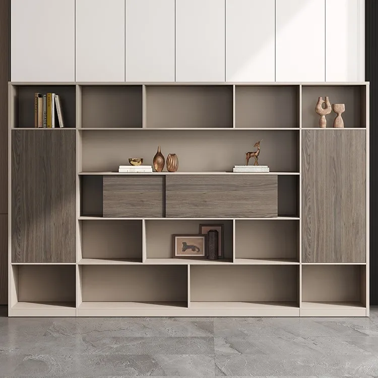 Floor file cabinet boss manager office simple background cabinet modern wood grain color locker data cabinet