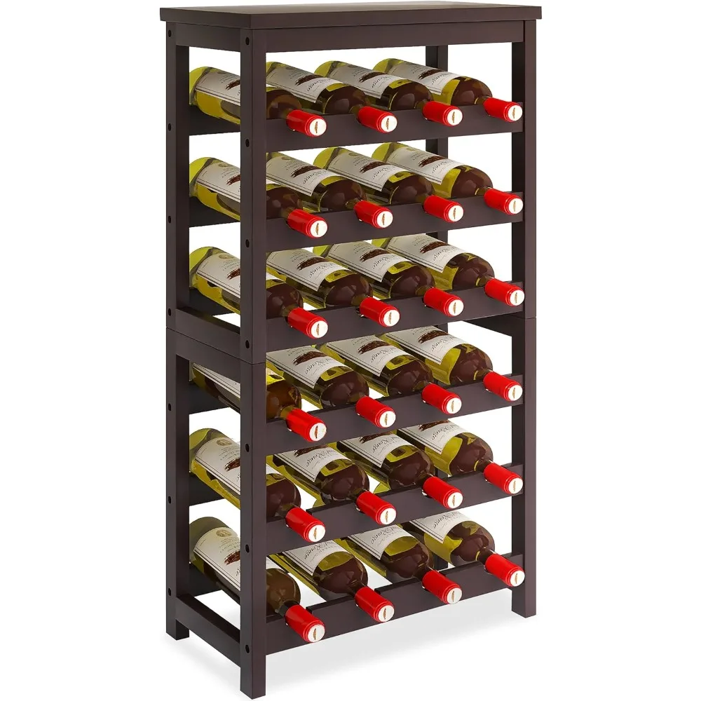 

Freestanding 6-Tier Bamboo Wine Rack for 24 Bottles with Stable Table Top Storage and Display