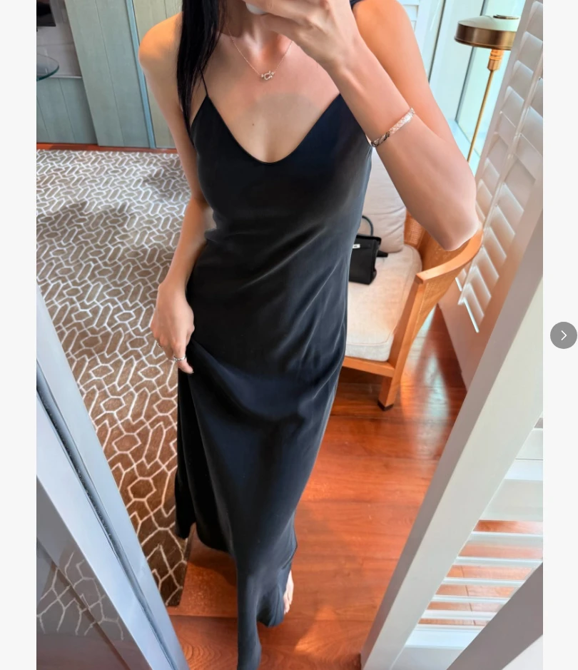 Summer New Black Silk Slip Dress for Women