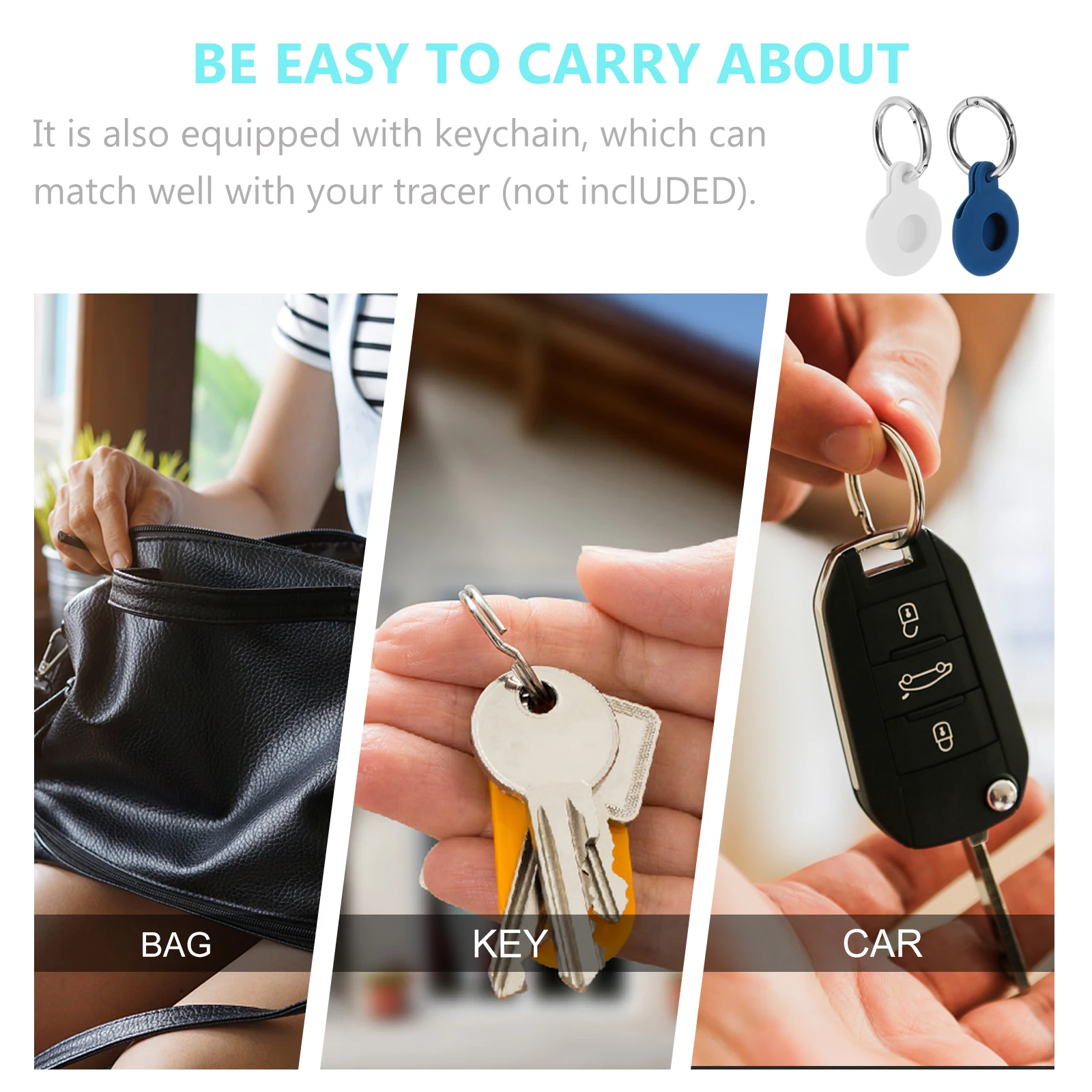 

2pcs Device Protective Case Durable Silica Gel Tracer Cover Keychain