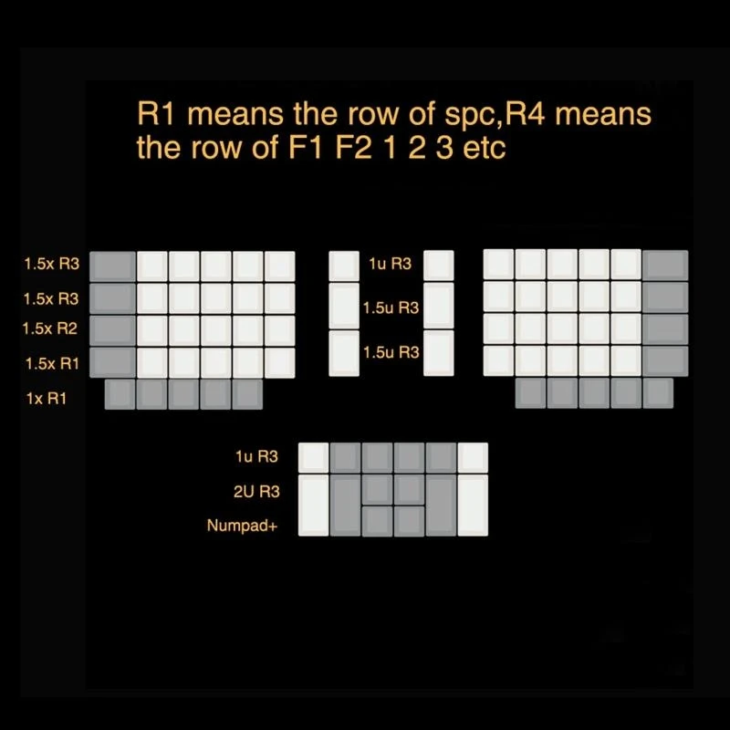 R6FF 76 Keys PBT Keycap XDA Profile Not Engraving for Key Cover for Ergodox MX Switch
