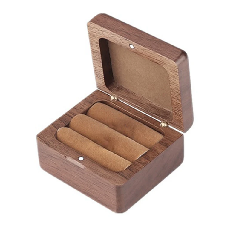 Black Walnut Wooden Storage Box Portable Storage Box Solid Wood Square Ring Box Marriage Proposal Portable Storage Box