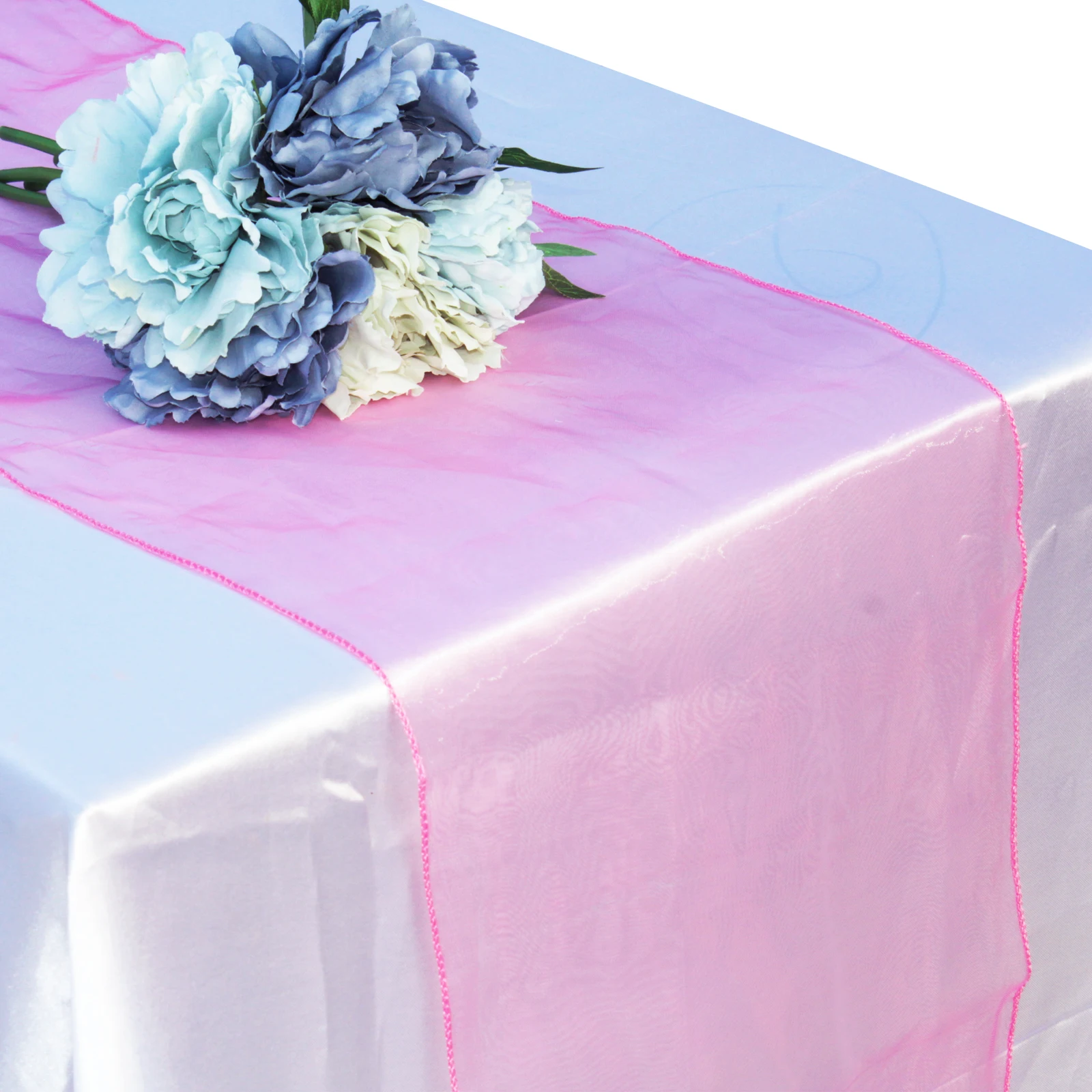 5pcs Wedding White Organza Table Runners Tablecloth Cover Chair Sash Party Pink Teal Decor Birthday Banquet Table Flag 30x275cm