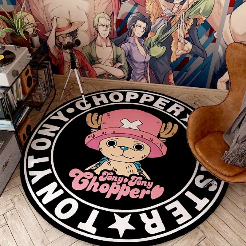 Kawaiyi One Piece Series Monkey D. Luffy Roronoa Zoro Cartoon Animation Bedroom Study Round Carpet Christmas Birthday Gift