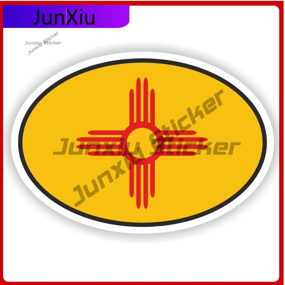 Pegatina de bandera ovalada de Nueva México y EE. UU., calcomanías de vinilo, pegatinas de decoración Exterior de coche, decoraciones divertidas, calcomanías Suv y reajuste de gráficos