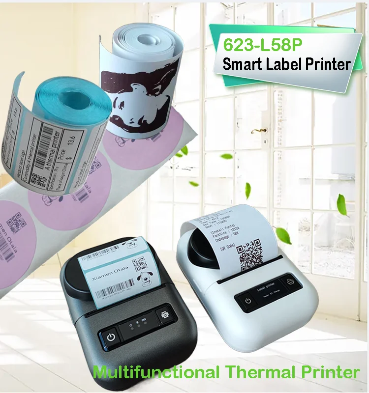 thermal printer 58mmhandheld inkjet printer hand pocket portable M110 tshirt receipt barcode Ios blue Bt tooth wireless printer