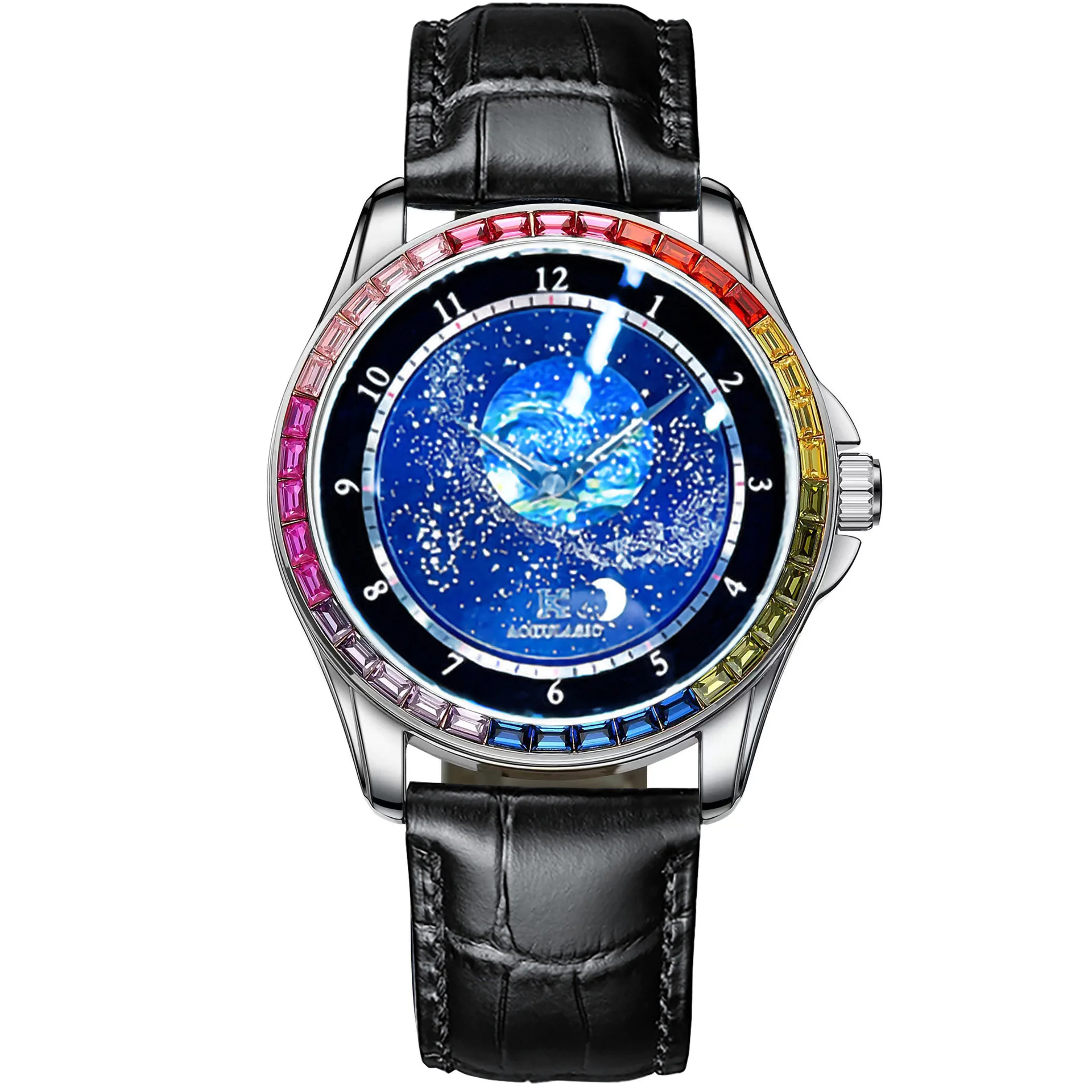 Ogulas Starry Sky Diamond Waterproof Luminous Personality Fashion Men's Fully Automatic Mechanical Watch