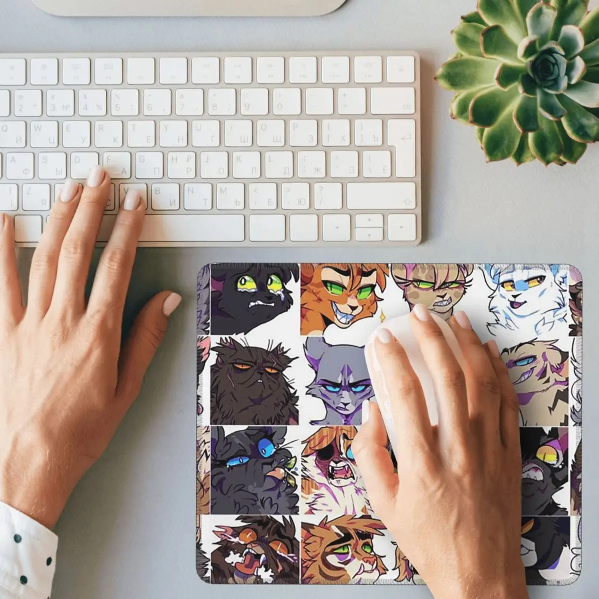 Warrior Cute Cats Lovers Multi-size Mouse Pad Computer Keyboard Mouse Mat GamingPC Laptop Desk Mat Office Accessories Table Mats