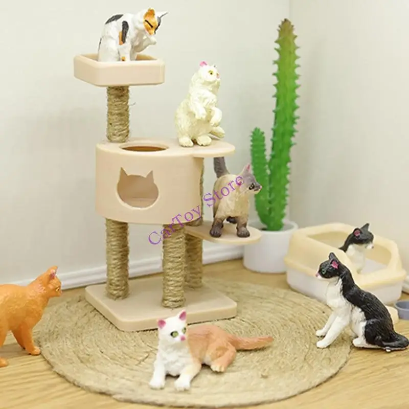 Multitiered Dollhouse Climbing Tower 1/12 Scale Miniature Accessories Encourages Imaginative Playtime