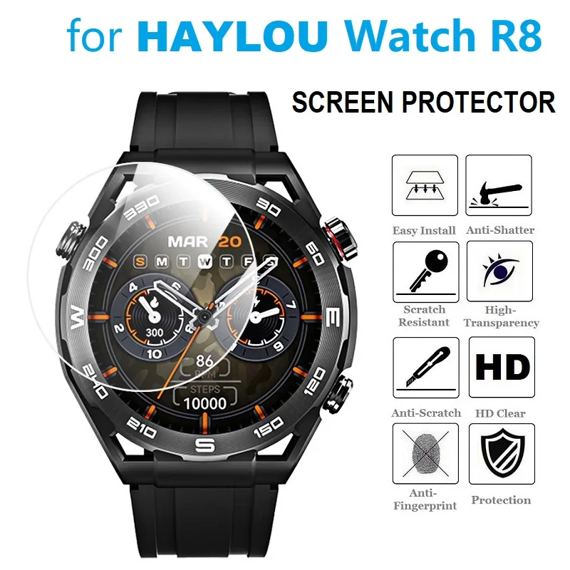 Protector de pantalla para reloj inteligente Haylou Watch R8, película protectora transparente HD de vidrio templado, 5 uds.