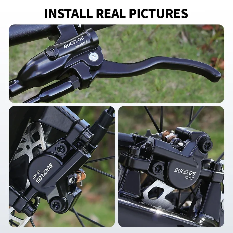 BUCKLOS Bicycle Hydraulic Brake Set 2 Pistons Power Off Mountain Bike Disc Brake 1100/1800mm Disc Brakes for E-Bike Scooter