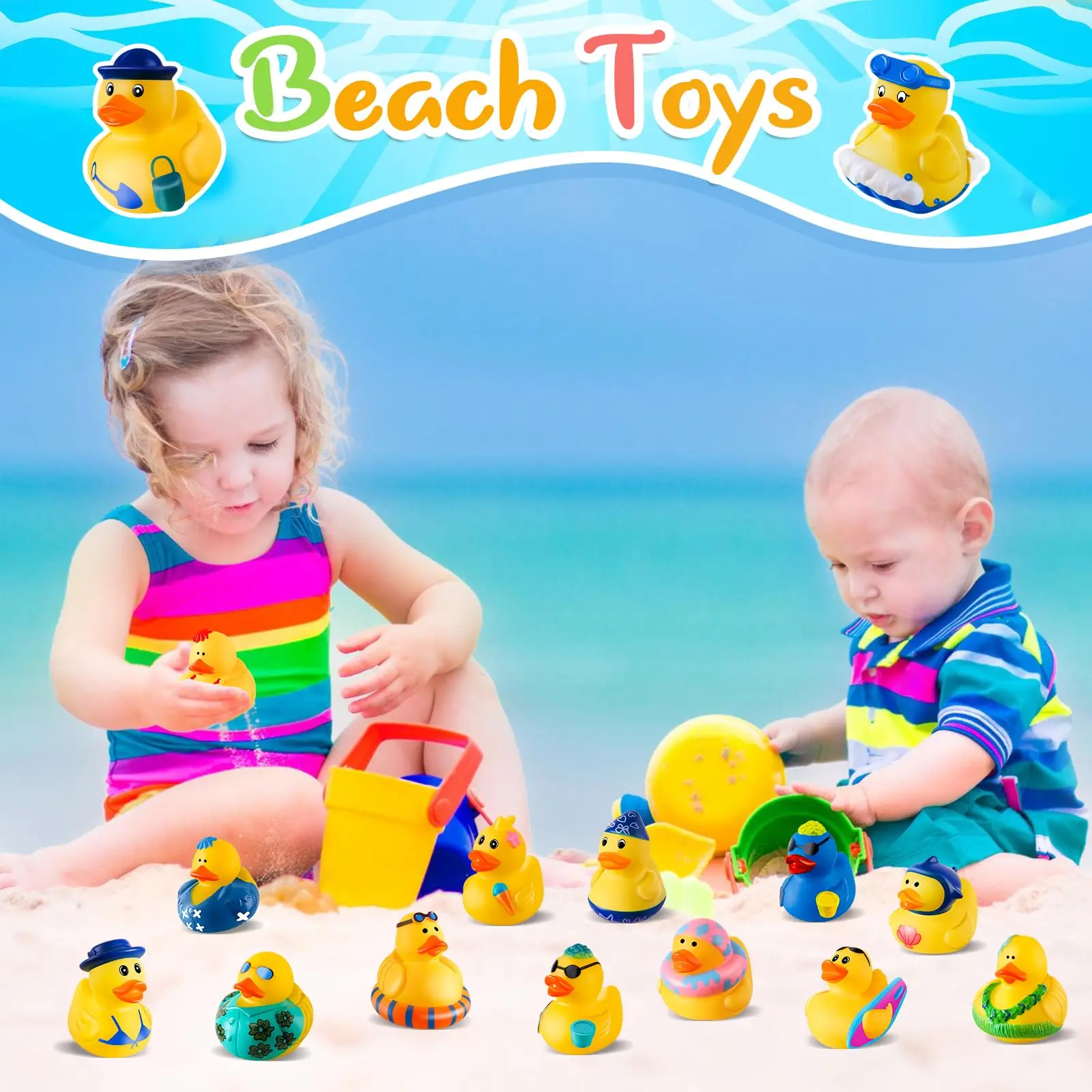 Paquet de 24 canards en caoutchouc d'été avec sac, canards Jeep pour canard, jouets de plage assortis pour jeux Jeeps Duckies, cadeaux d'été, prix