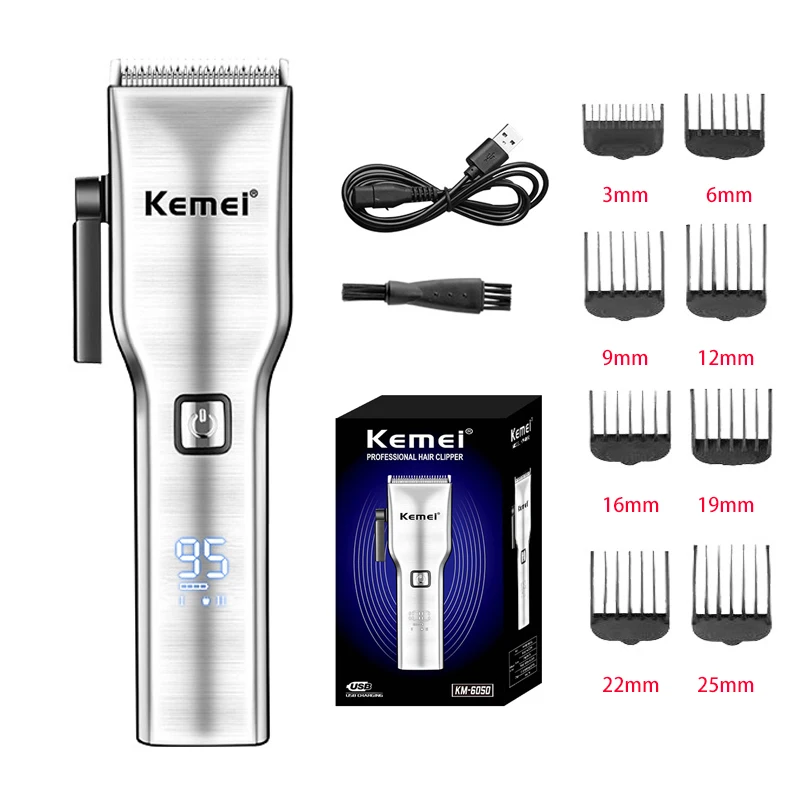 Kemei Electric Hair Clipper Rechargeable Hair Trimmer Machine Newly Design Beard Barber Razor for Men Style Tools KM-6050